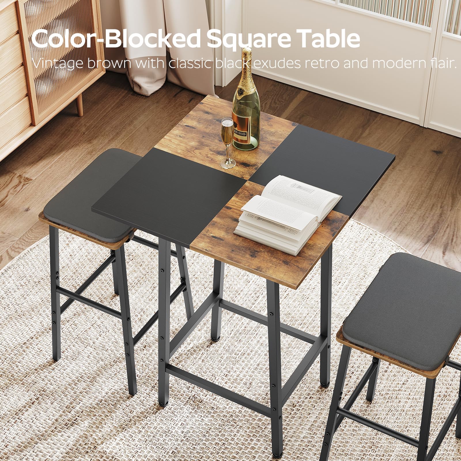 Square Bar Table with Footrest