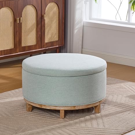Round Storage Ottoman with Lift Lid