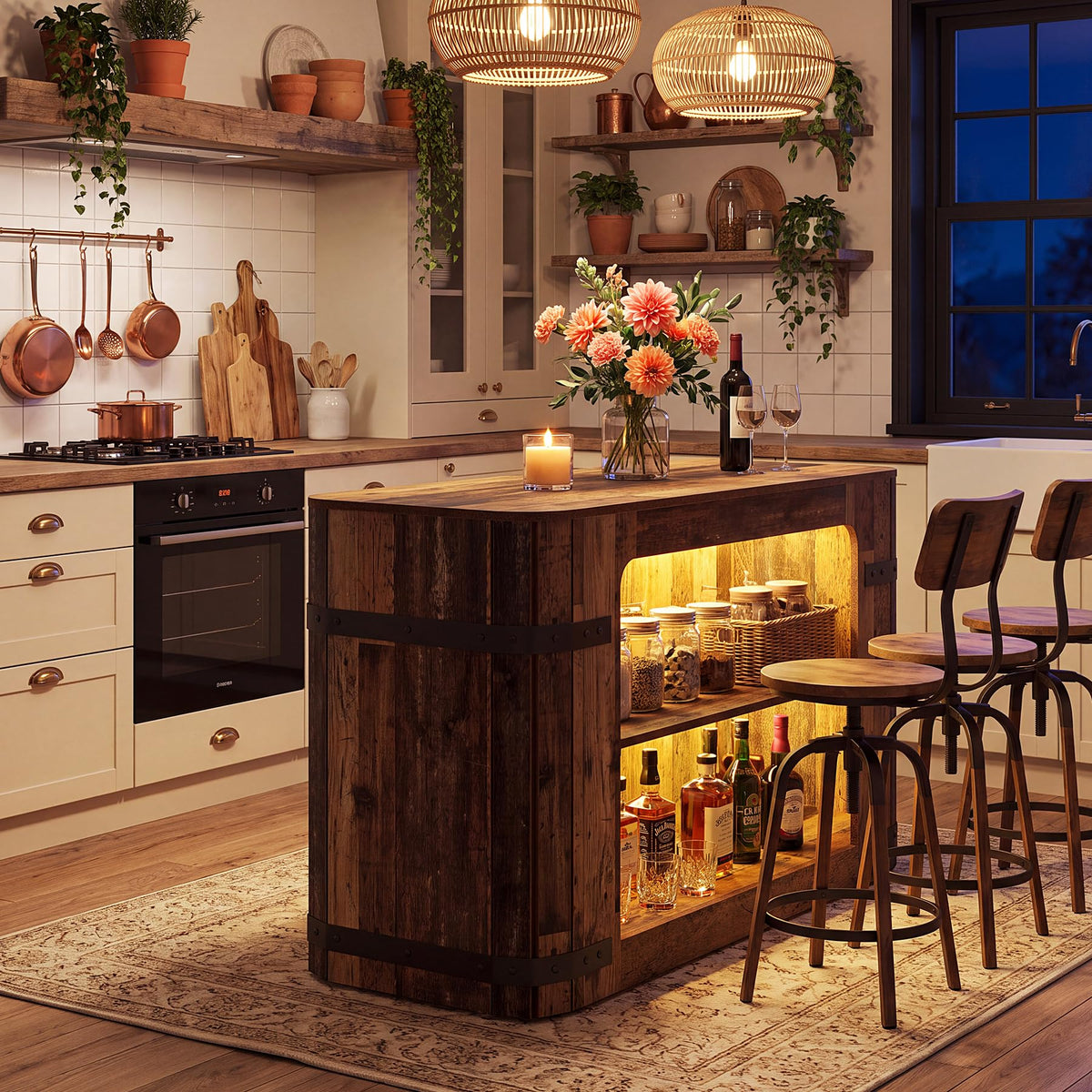 Farmhouse Kitchen Island with Storage