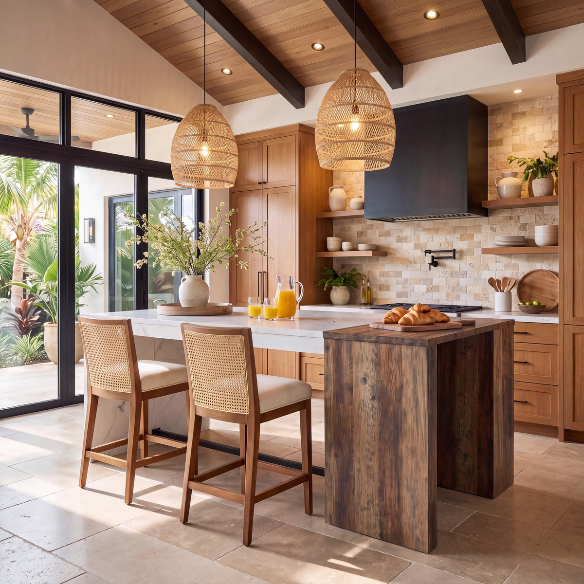 Tribesigns 71" Kitchen Island with Storage Shelves, Farmhouse Island Table