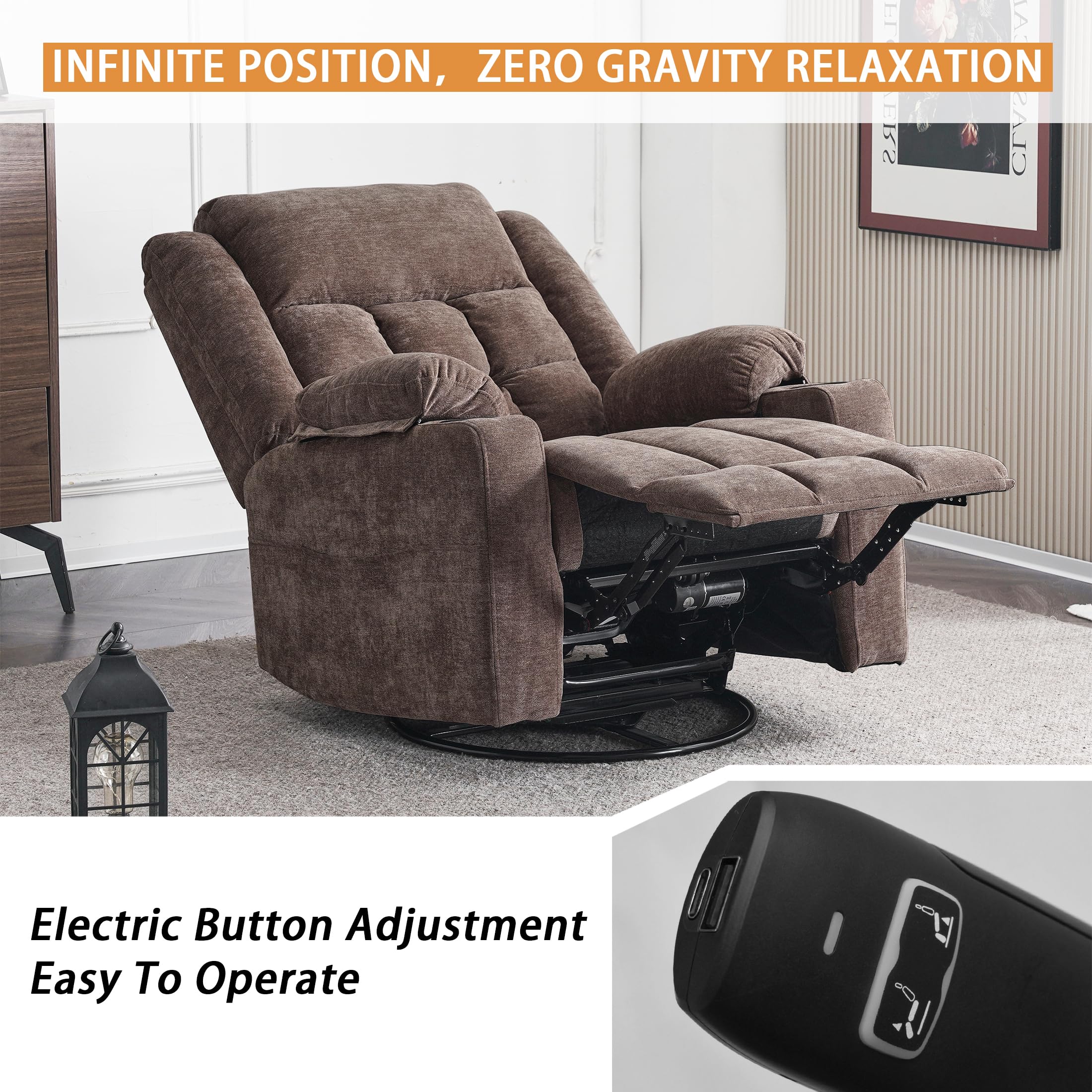 Power Swivel Rocker Recliner Chair with Massage & Heat