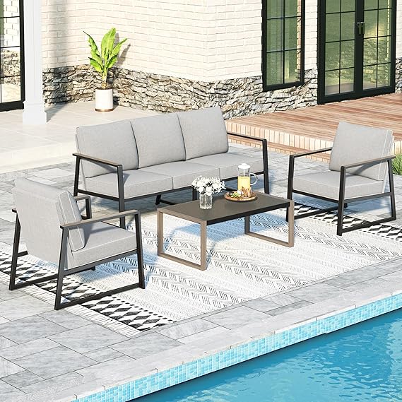 4-Piece Metal Outdoor Patio Conversation Set