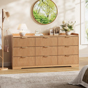 Furnulem Wooden Fluted Bedroom Dresser, 57.87" W TV Stand with Metal Handle