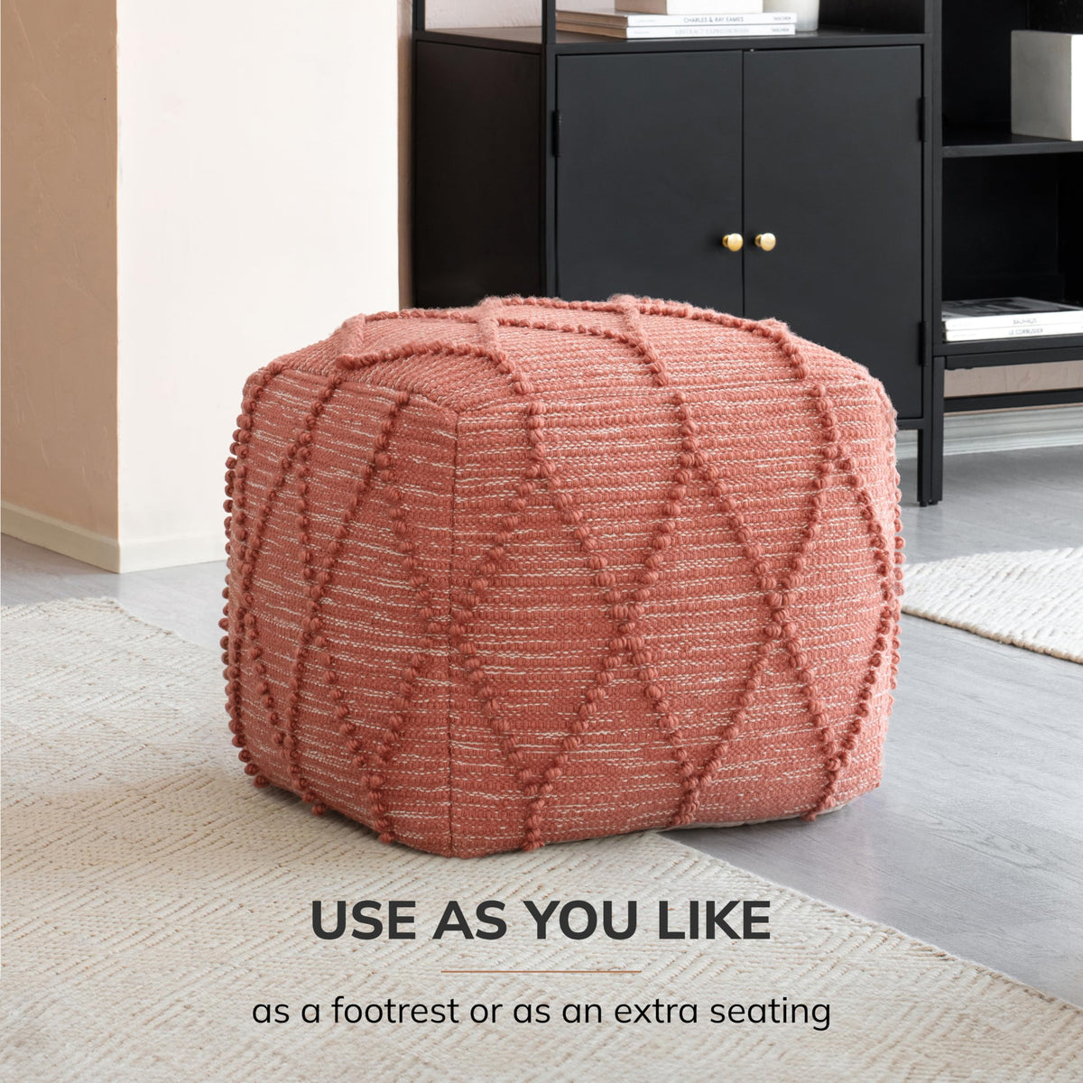 Anji Mountain 17" H x 19" W Handmade Pouf Ottoman for Living Room & Couch