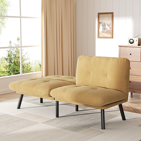 Convertible Futon Sofa Bed with Adjustable Backrest