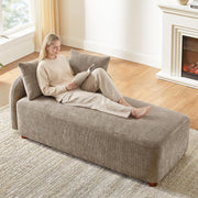 Arcrinte 68.9" Oversized Chaise Lounge Chair Indoor, Comfy Chenille Reading Chair Daybed, Upholstered Left Facing Sleeper Sofa with 2 Pillows, Lounge Sofa Chair for Living Room Bedroom