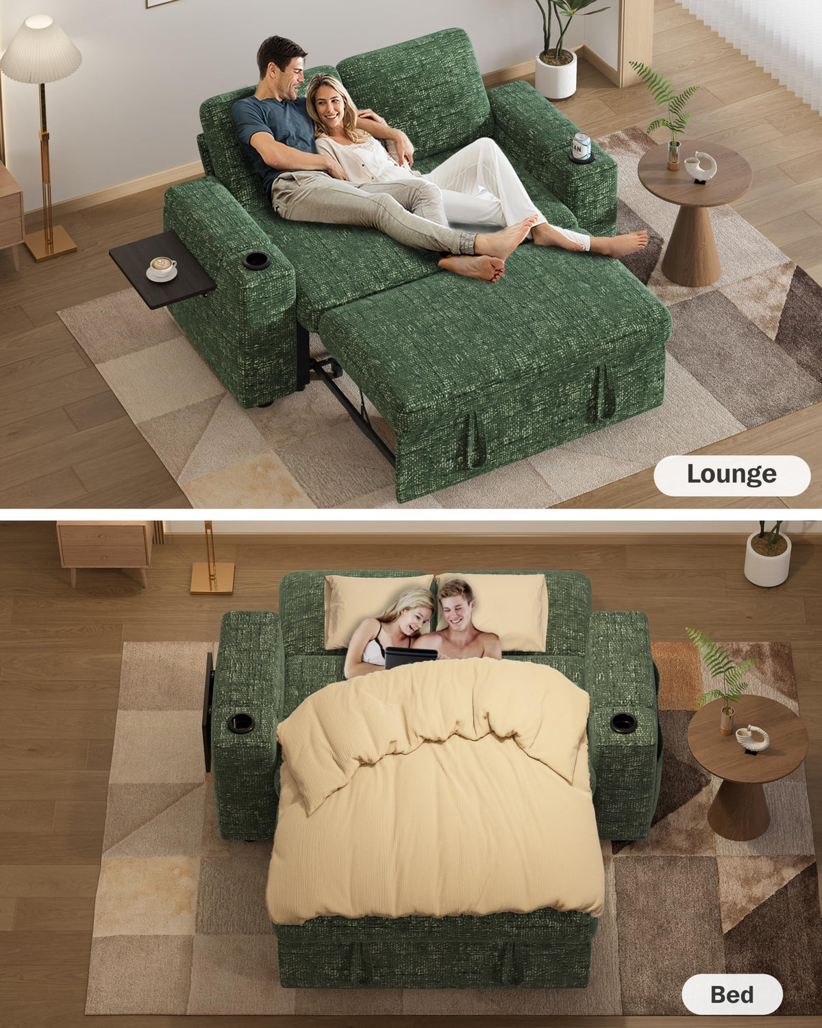 Chenille Pull-Out Sleeper Loveseat