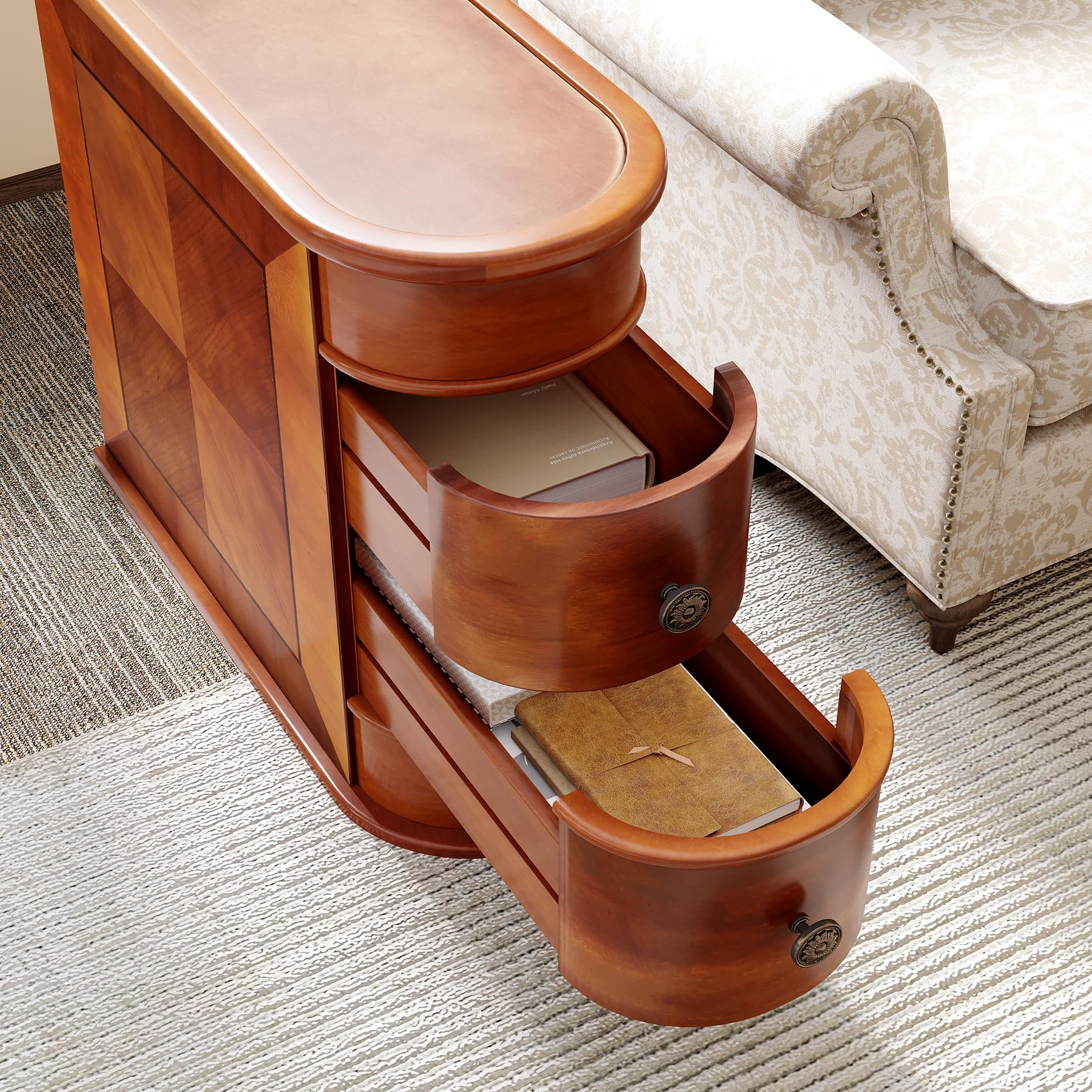 Wood End Table with 2 Drawers