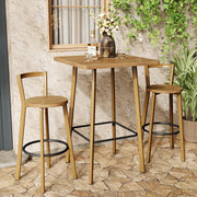Bar Table and 2-Chair Set with Footrest, Oak