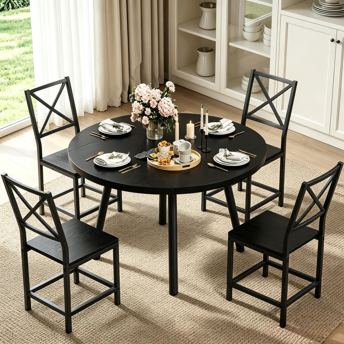Round Drop-Leaf Dining Set