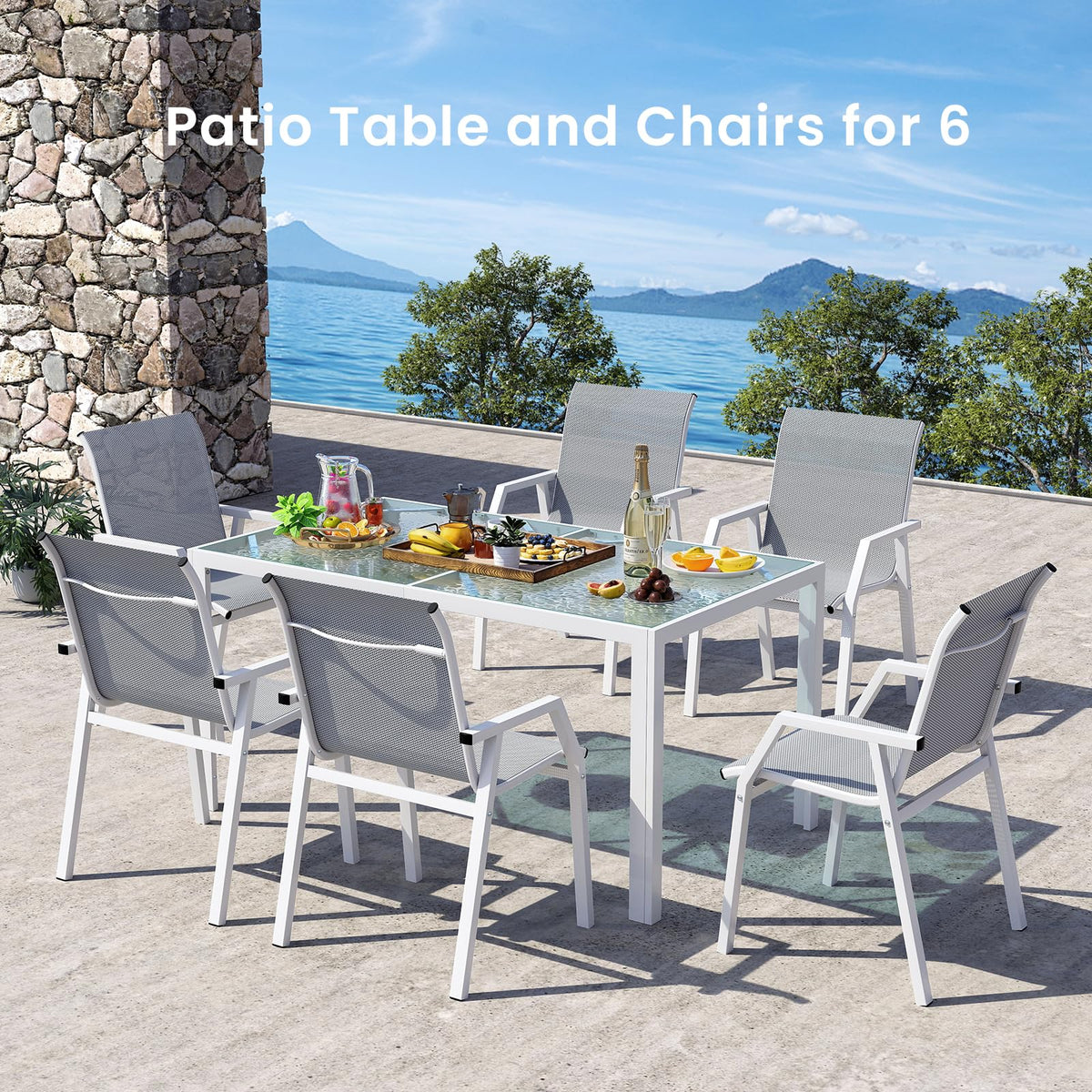 Jocoevol 7 Piece Patio Dining Sets for 6 Outdoor Table and Chairs Set