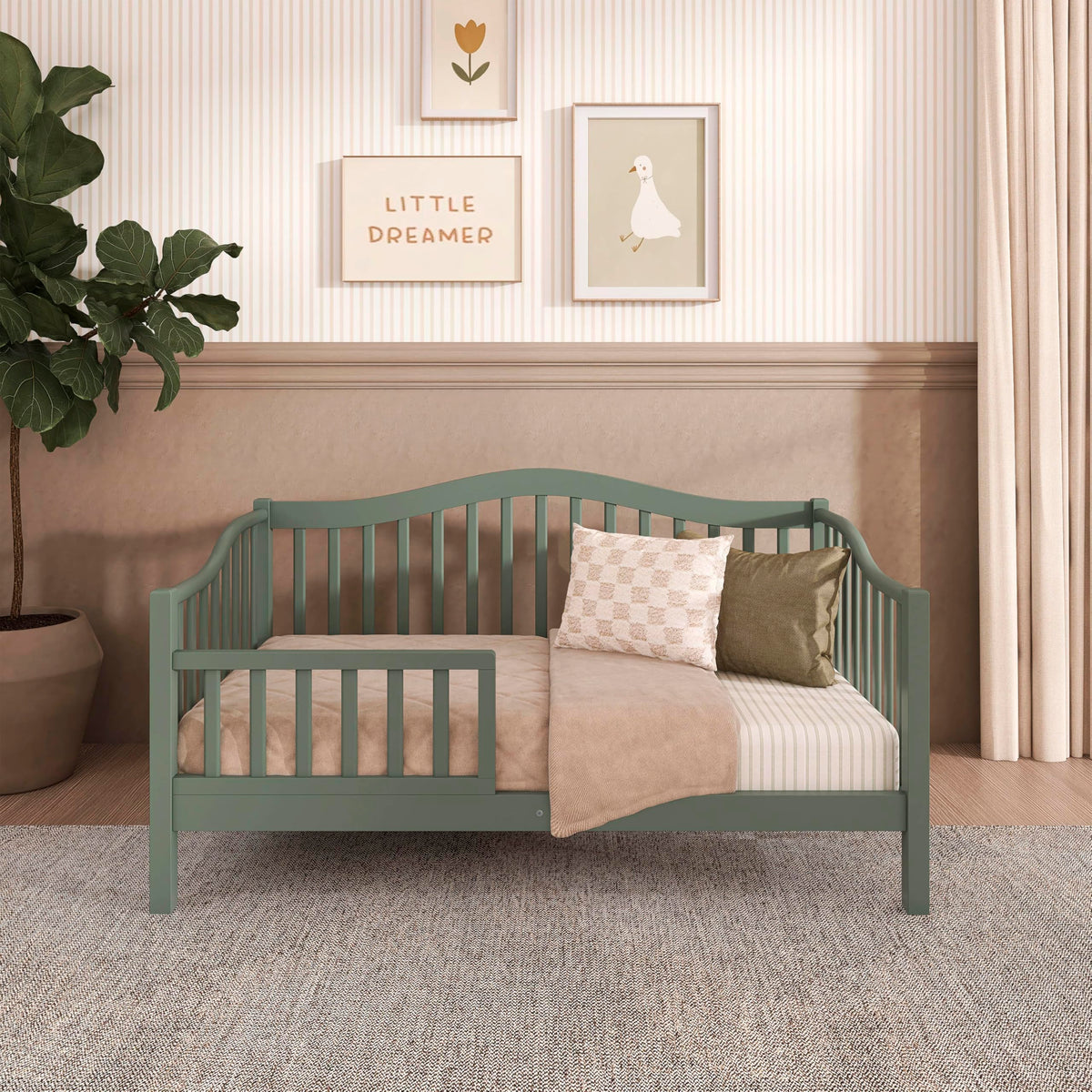 Dream On Me Austin Wooden Toddler Day Bed for Kids, Meadow Green