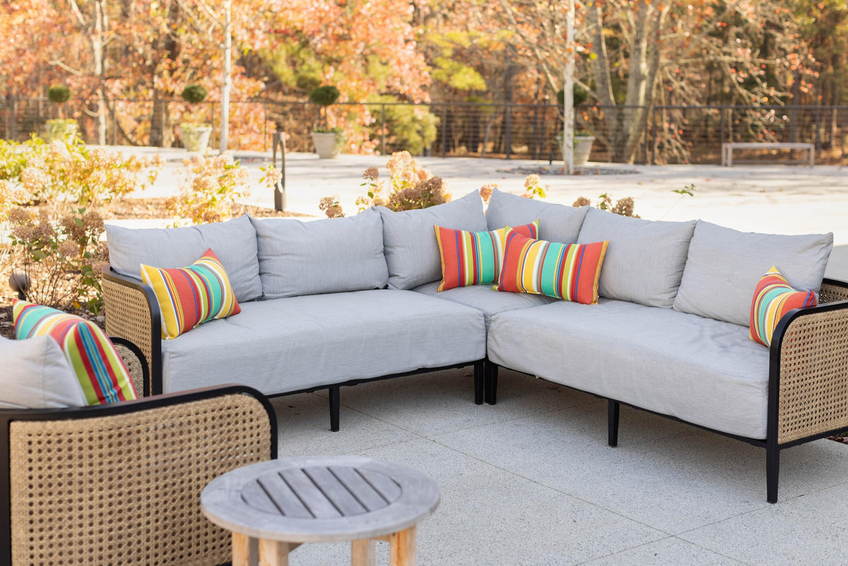 RSH DECOR: Square Throw Pillows Set of 4 | 20” x 20” | All-Weather Spun Fabric | Water and Fade-Resistant | Outdoor Accent Pillows for Patio Furniture | Oakmont Hightown Festival - Made in USA