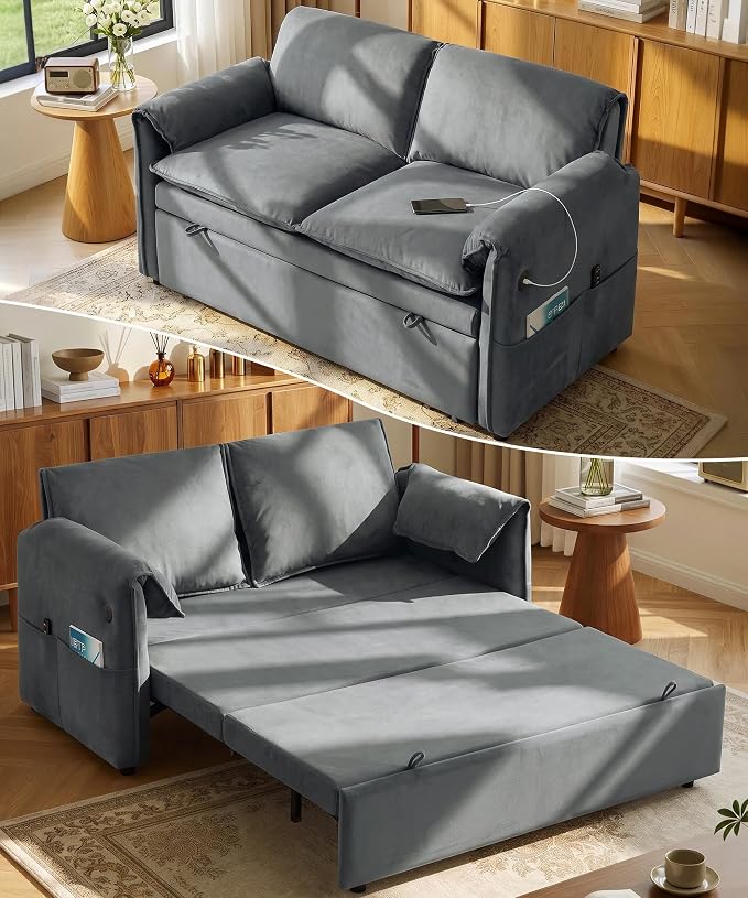 Green Velvet Sleeper Loveseat