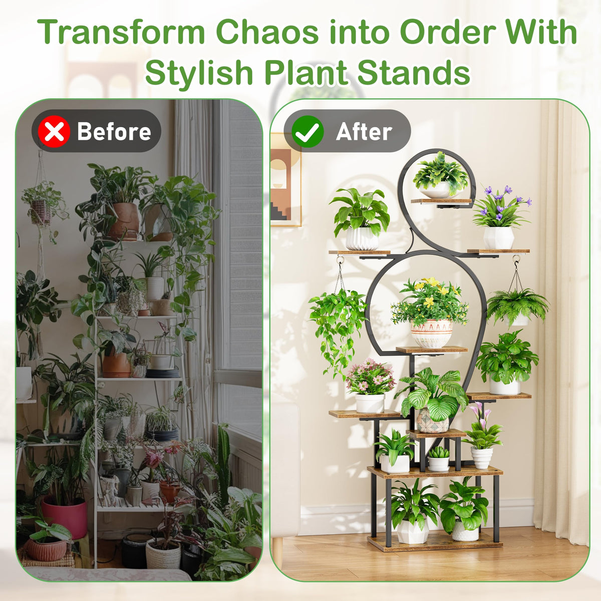 63'' Tall 9-Tier Indoor Plant Stand with Grow Light for Plants Display