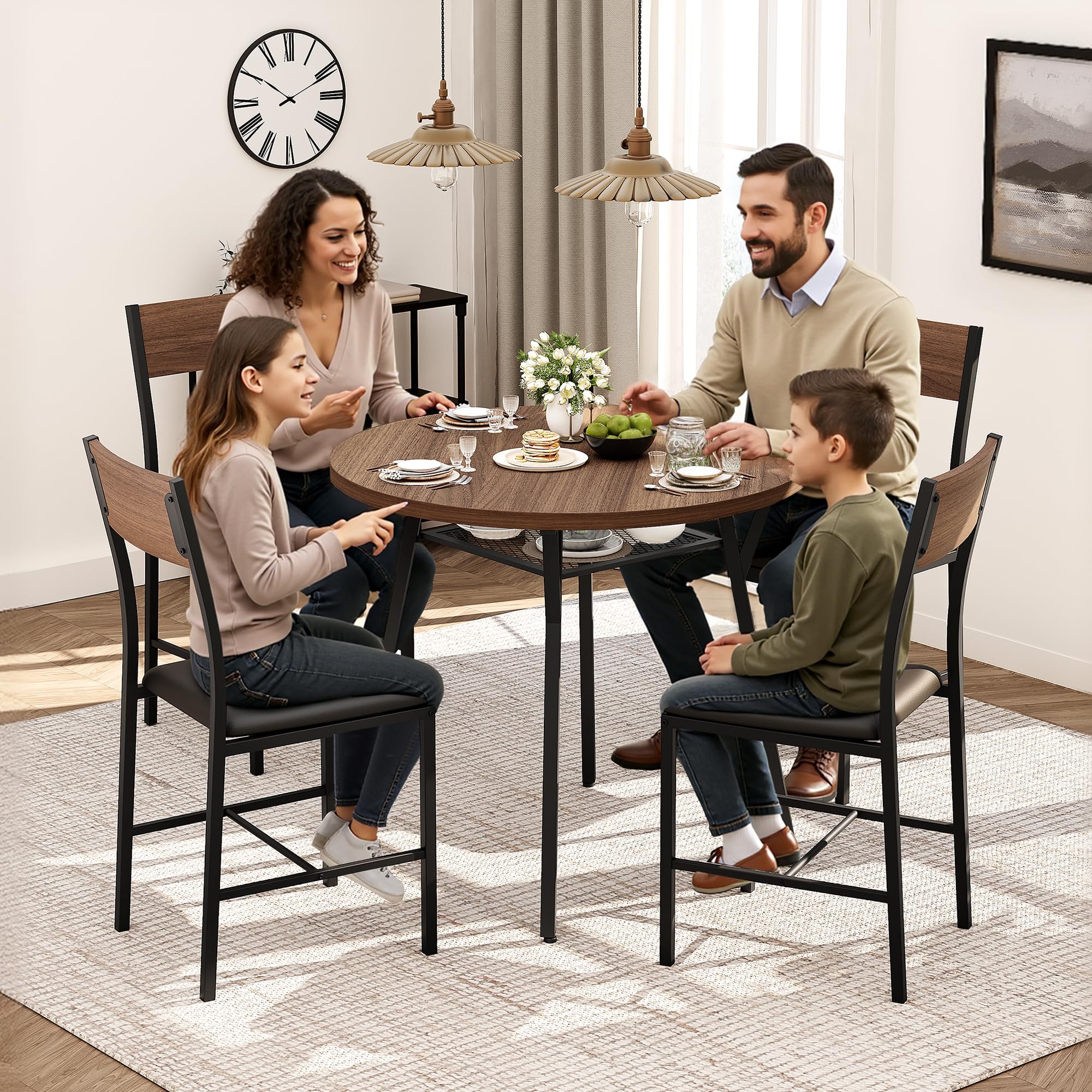 Round Dining Table Set with Chairs