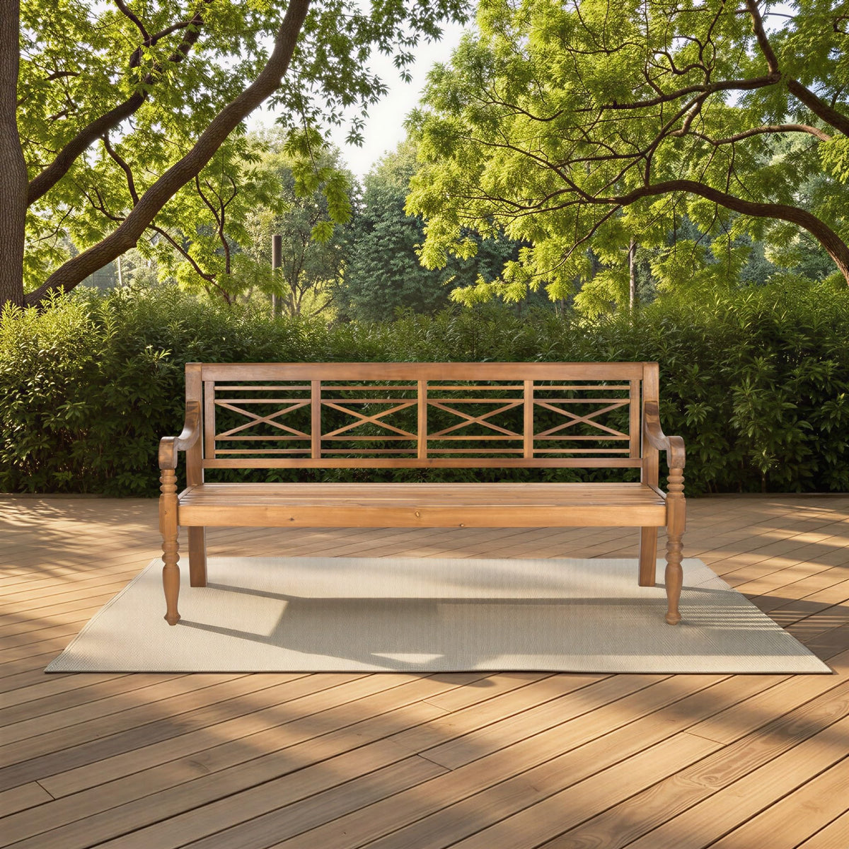 Acacia Wood Outdoor Bench