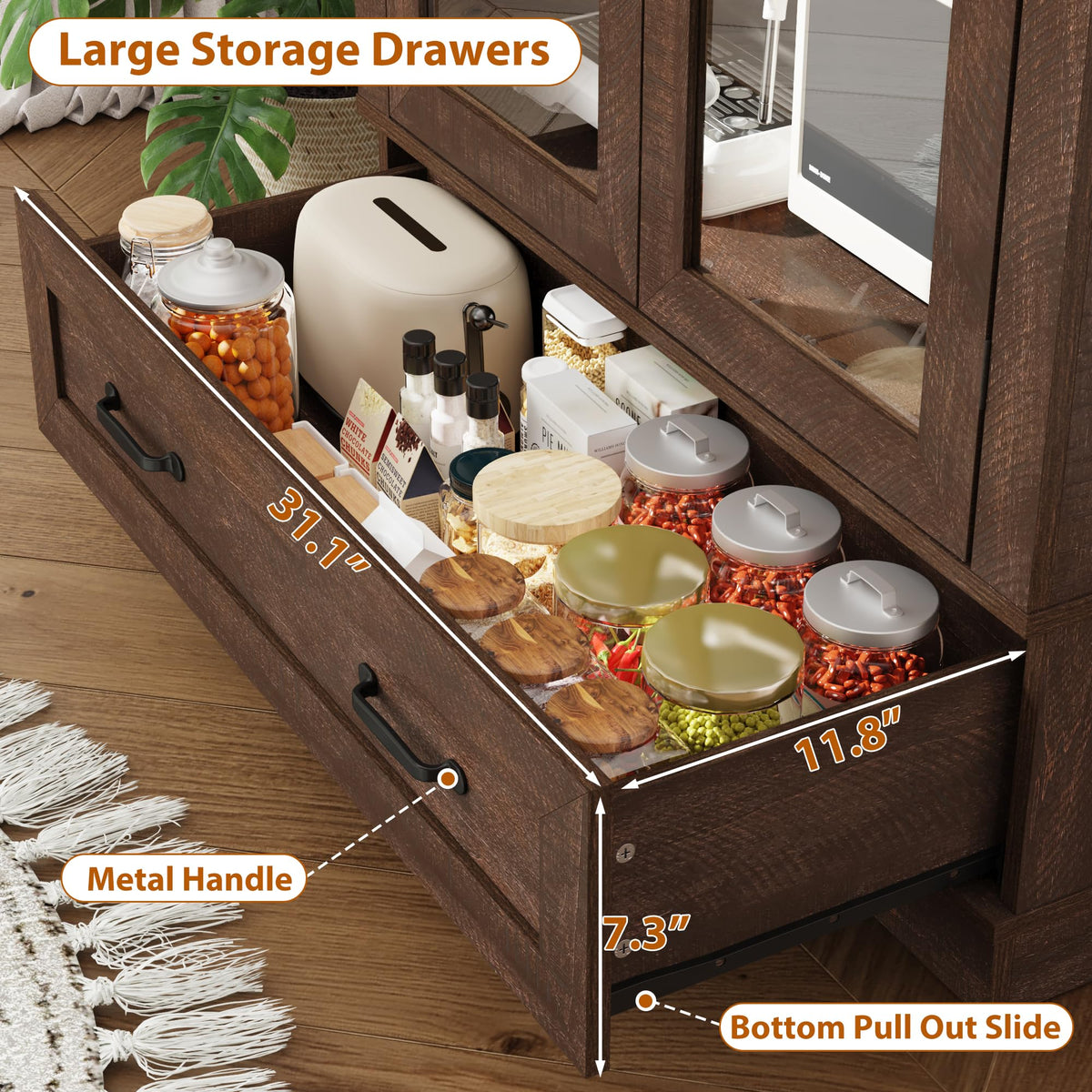Arched Glass Door Pantry Cabinet