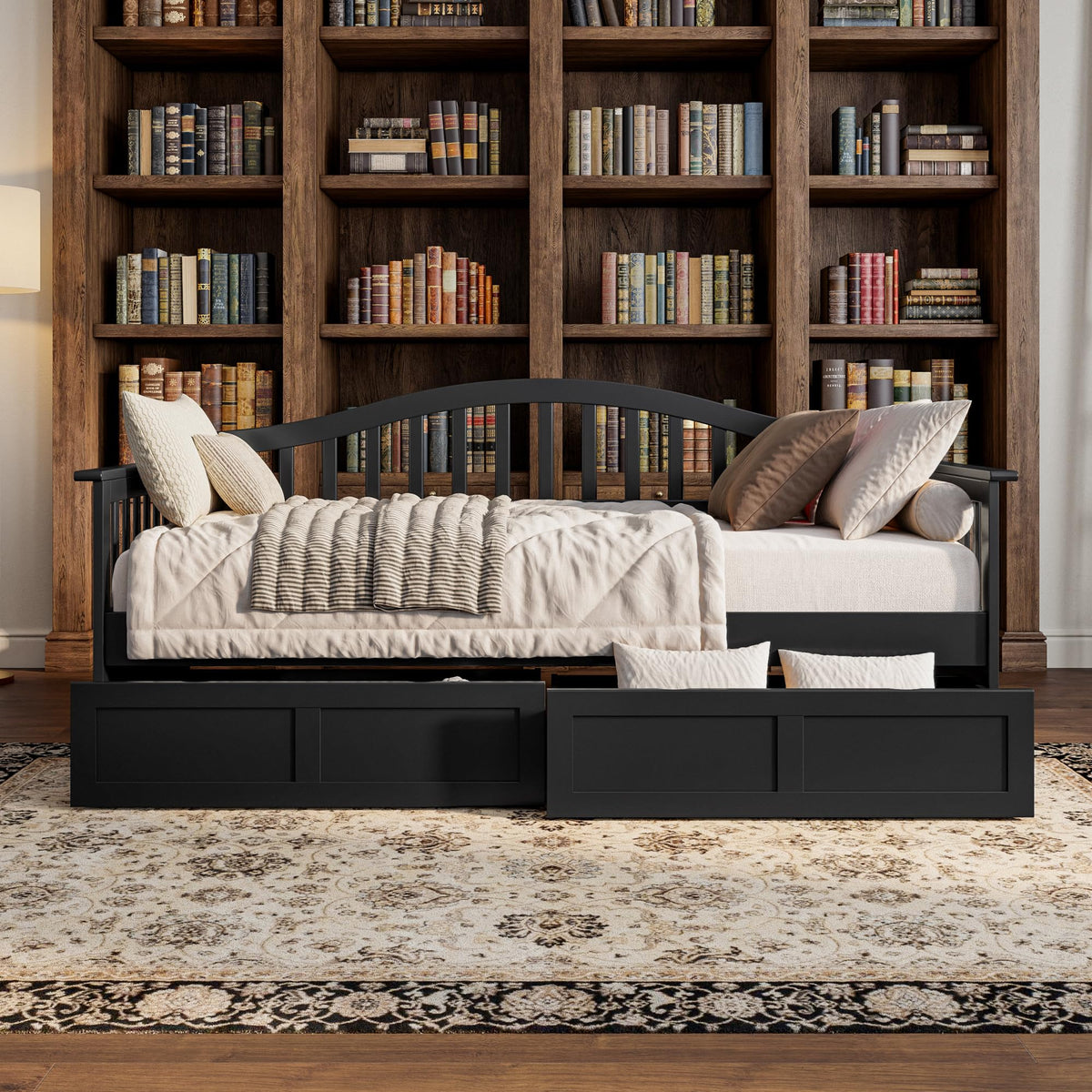 AFI, Mission Twin Wood Daybed with Storage Drawers, Black