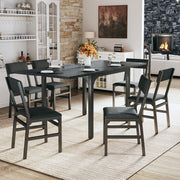 7-Piece Extendable Dining Table Set with 6 Cushion Chairs