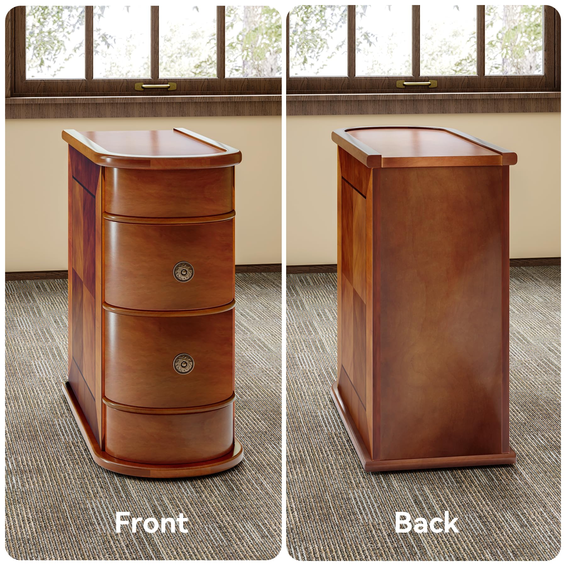 Wood End Table with 2 Drawers