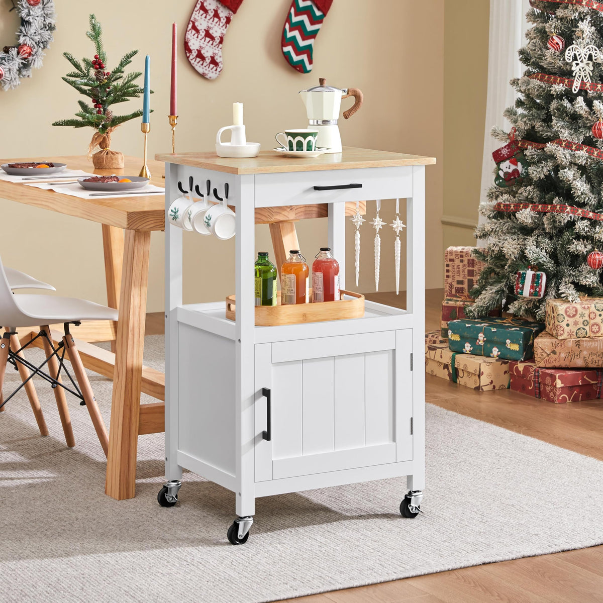 White Rolling Kitchen Island Cart