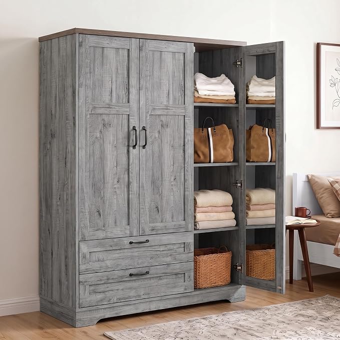 White 3-Door Wardrobe with Mirror