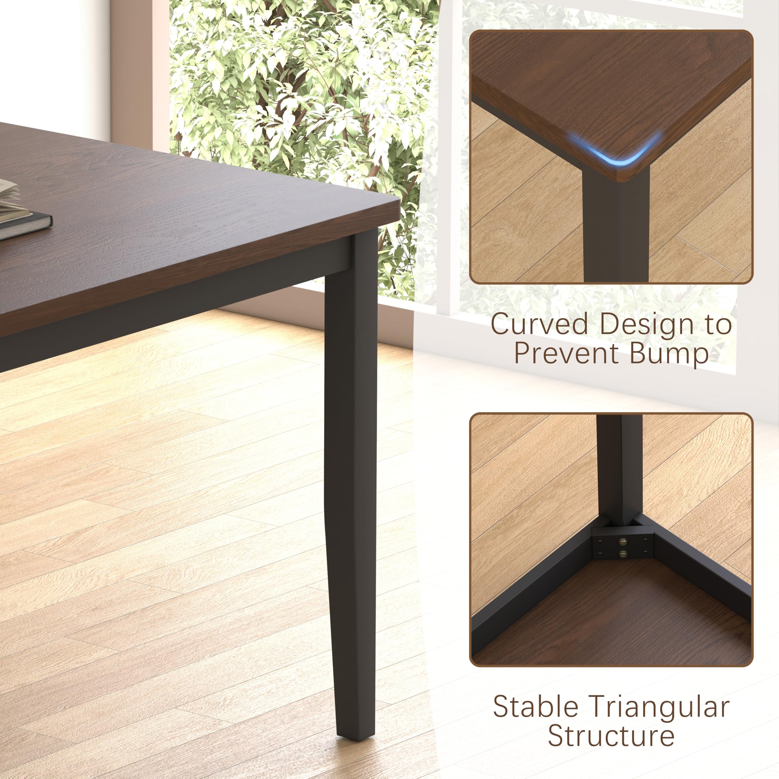 5-Piece Solid Wood Dining Table Set with 4 Chairs