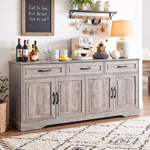 66-Inch Farmhouse Sideboard Buffet Cabinet with Storage