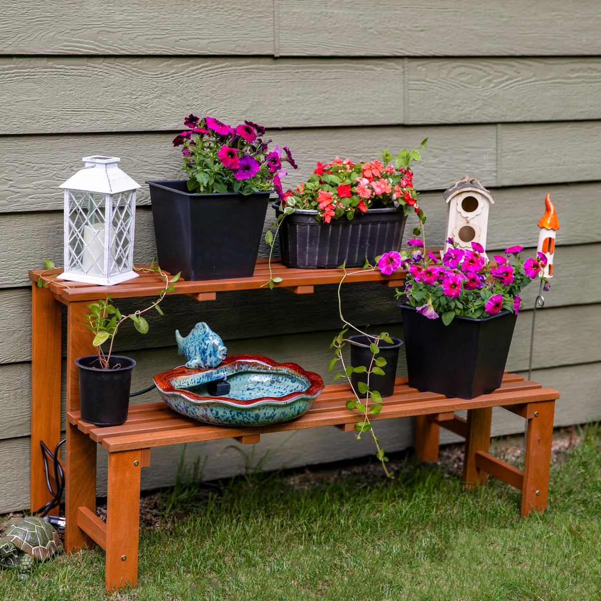 2-Tier Meranti Wood Plant Stand