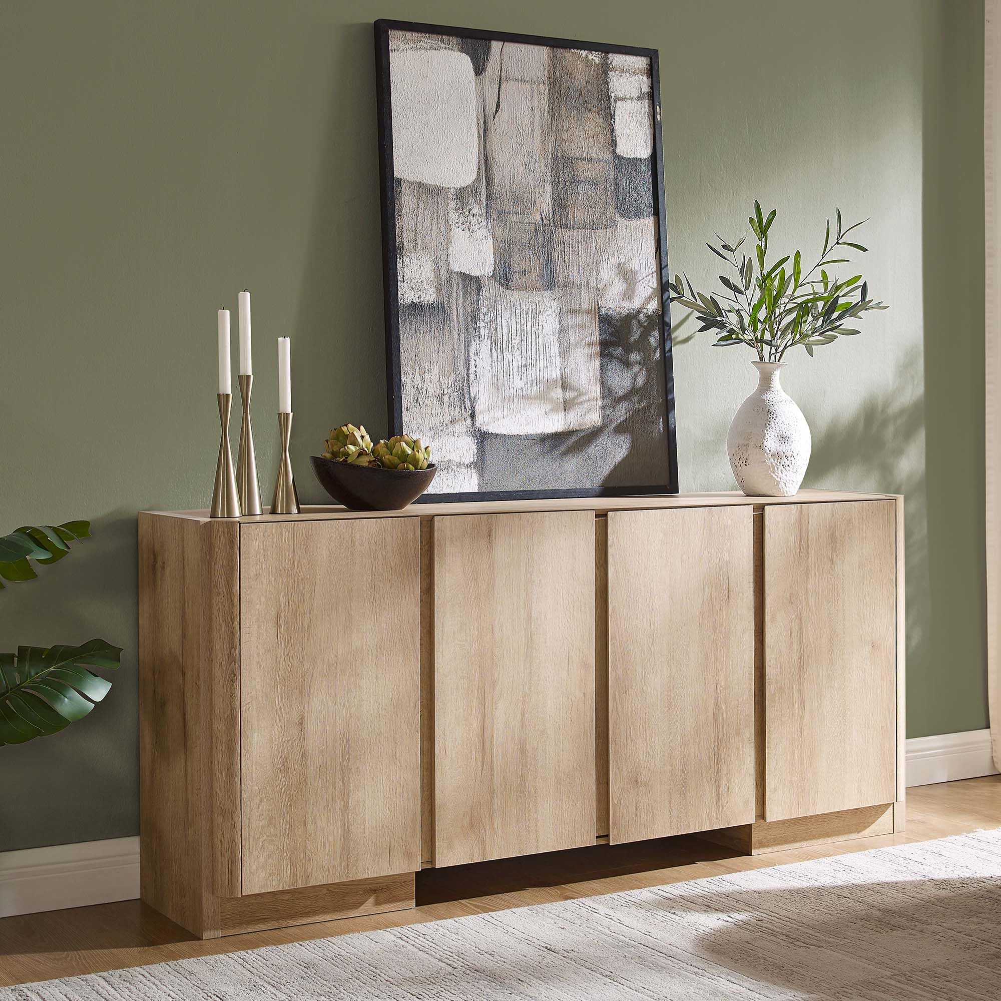 66-Inch Sideboard Buffet Cabinet with Adjustable Shelves