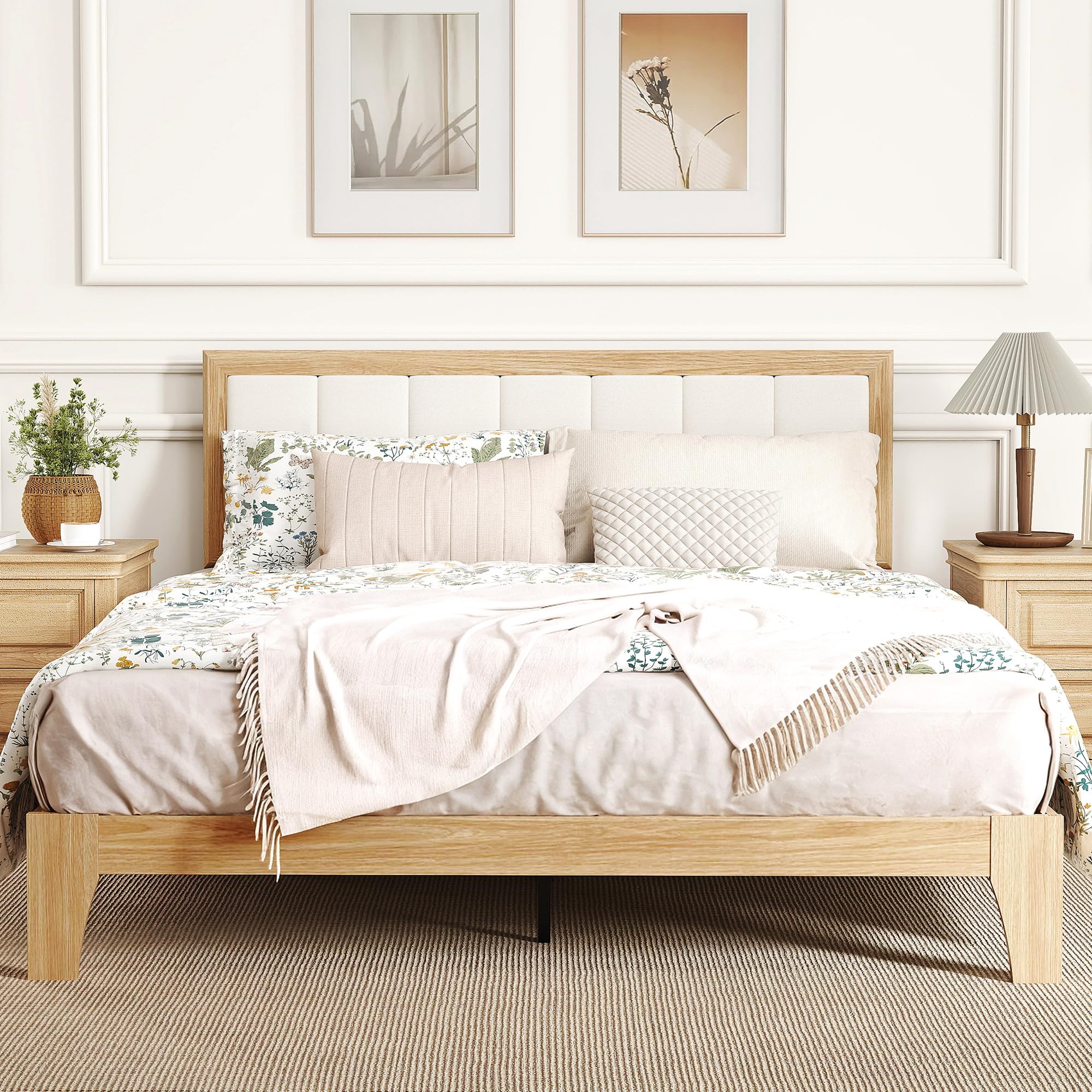 Queen Size Upholstered Platform Bed Frame