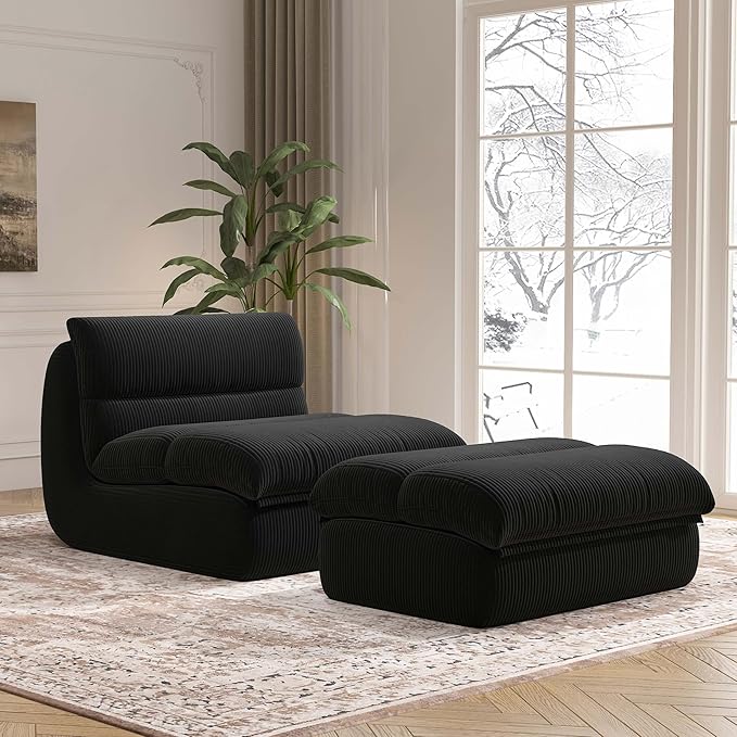 Bean Bag Chair with Ottoman – Corduroy Memory Foam
