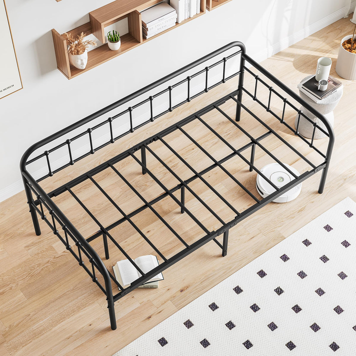 Crocofair Metal Daybed Frame Twin Size,Sofa Daybed with Heavy-Duty Metal Slats,Black