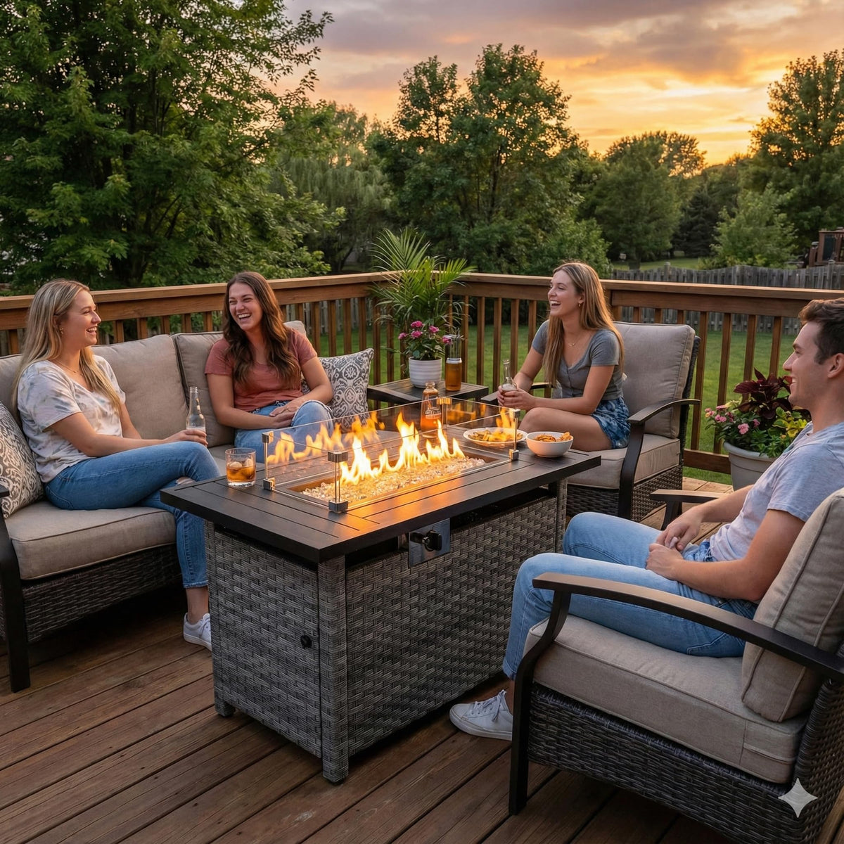 Rattan Propane Fire Pit Table
