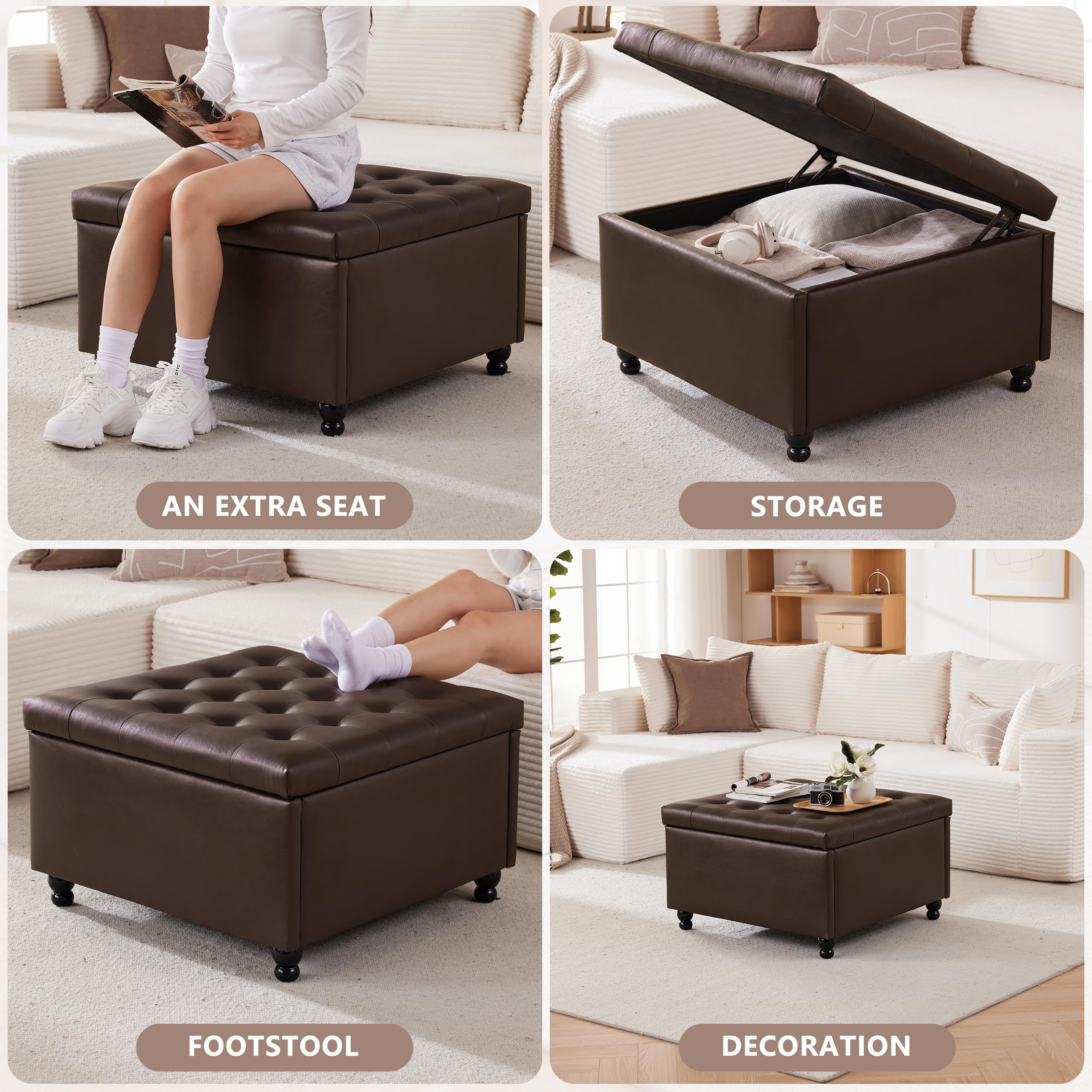 Square Storage Ottoman Coffee Table