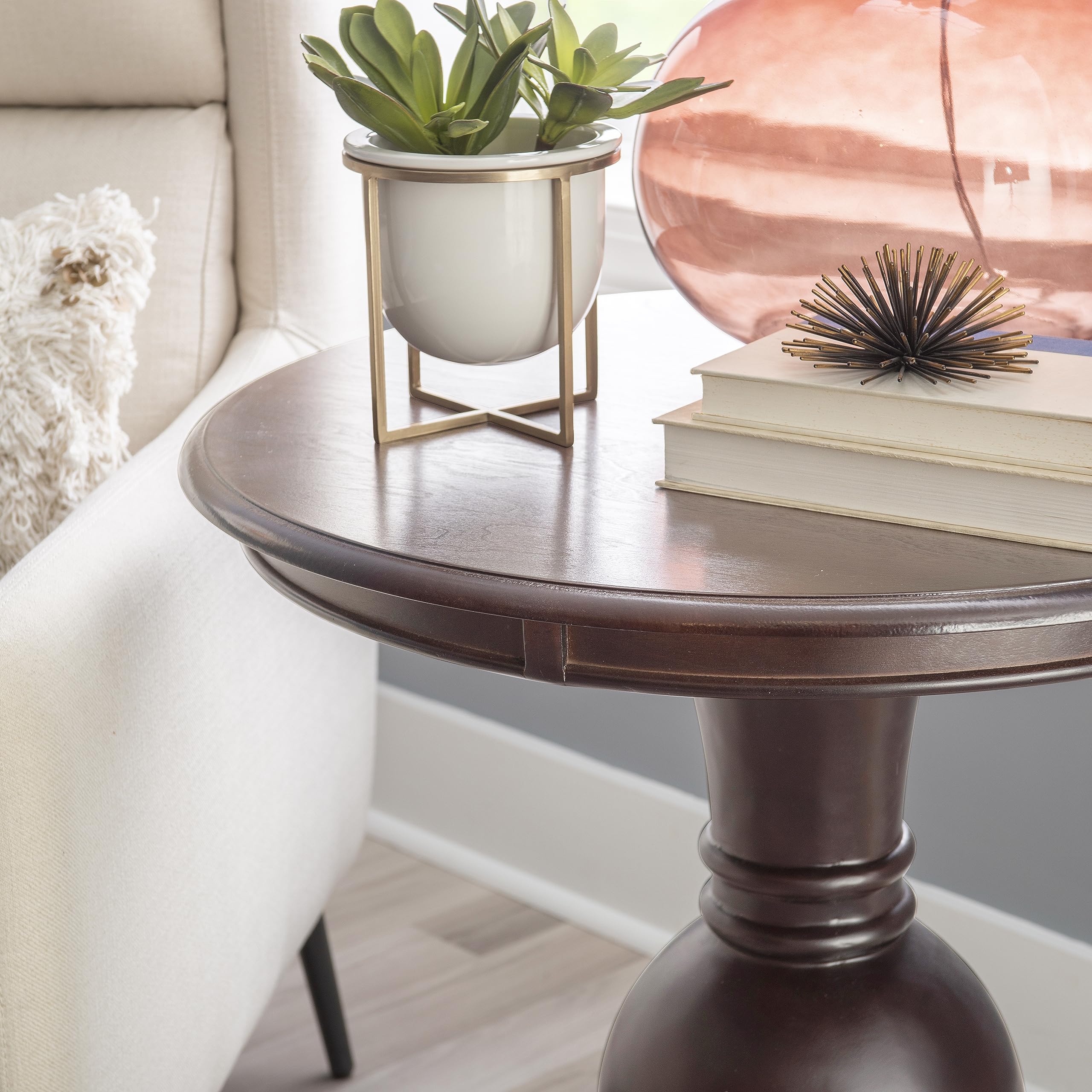 Espresso Round Accent Table