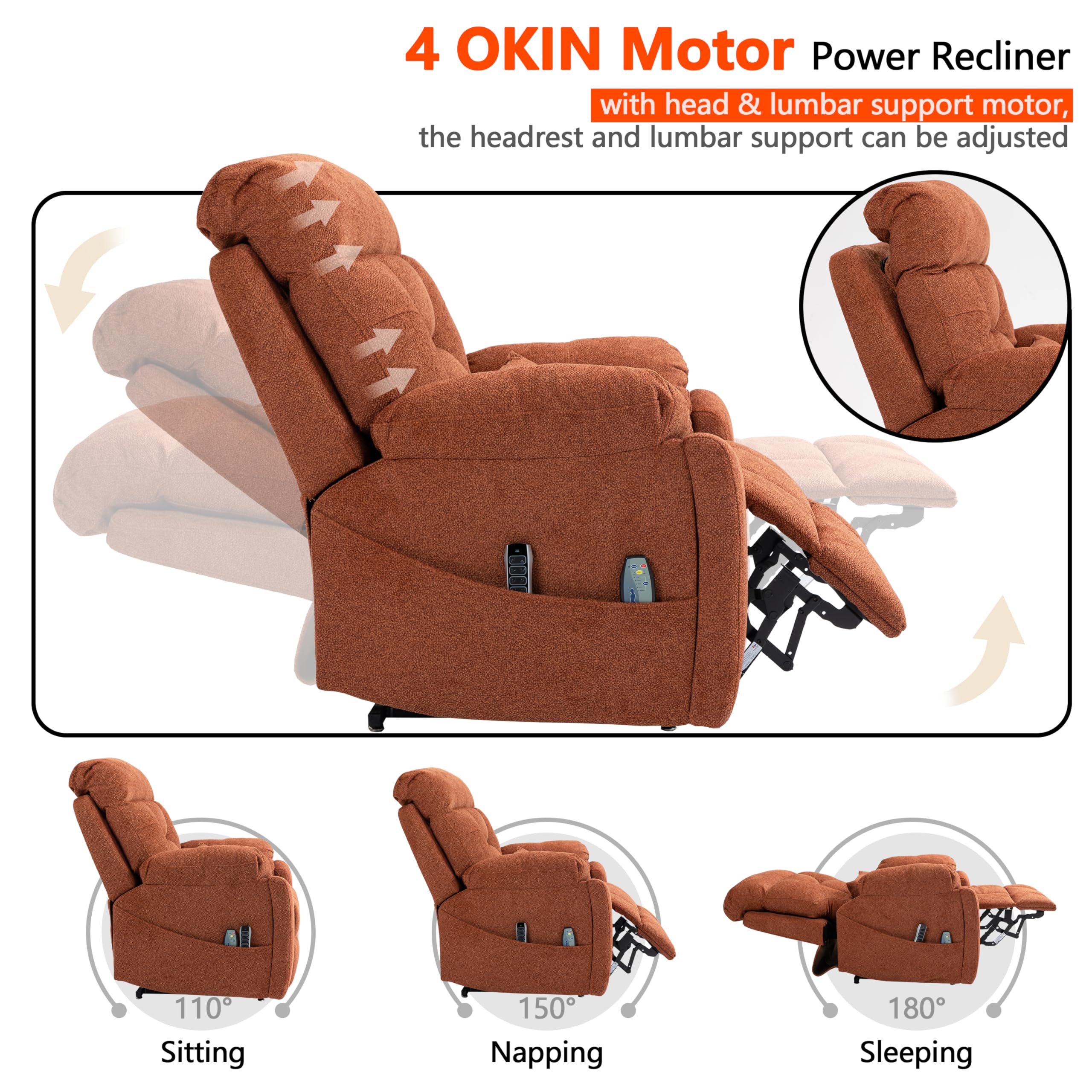 Power Lift Recliner Chair with Heat & Massage