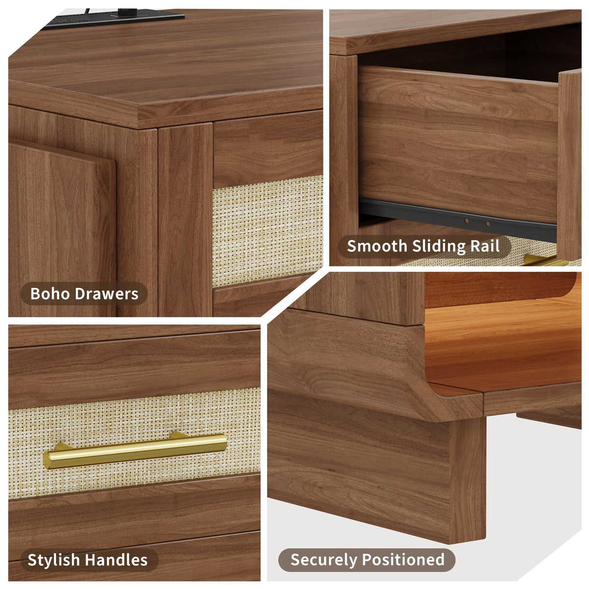 Farmhouse LED Charging Nightstand