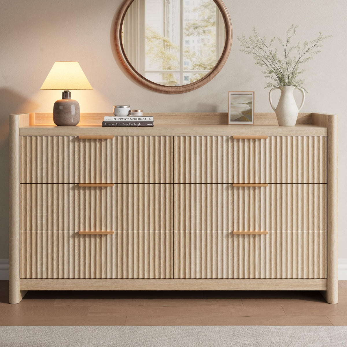 Fluted 6-Drawer Dresser