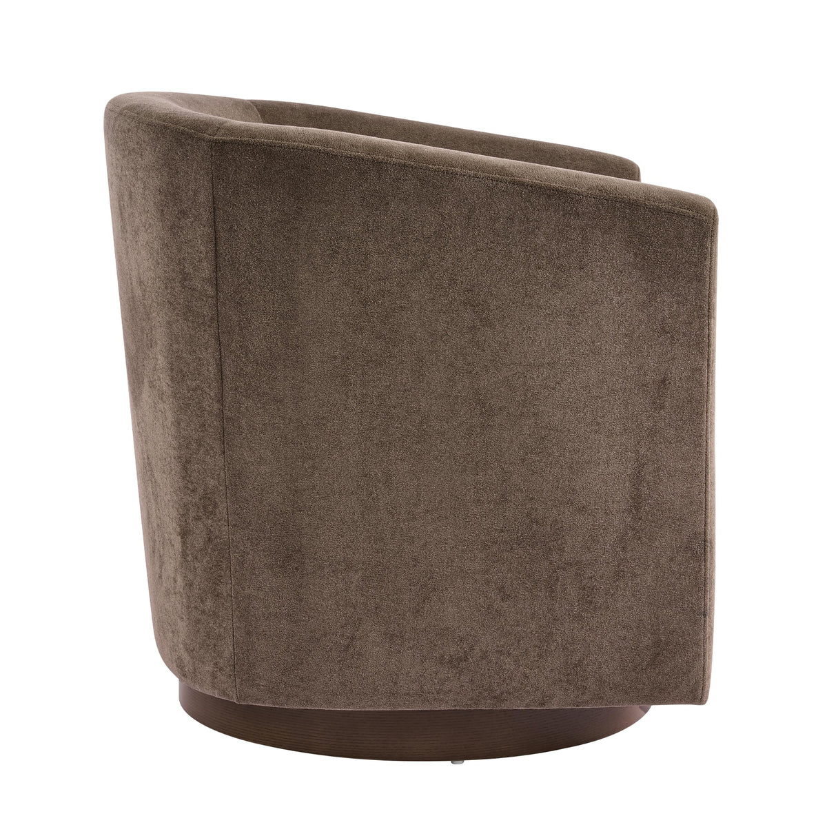 Brown Velvet Swivel Barrel Chair