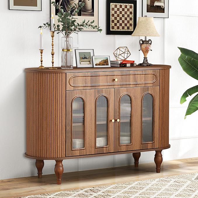 Semi-Circle Accent Storage Cabinet with Acrylic Doors