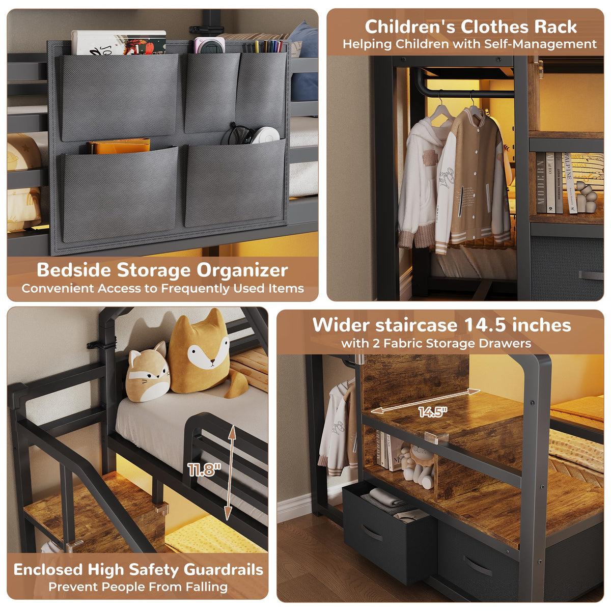 Twin Metal Bunk Bed with Storage