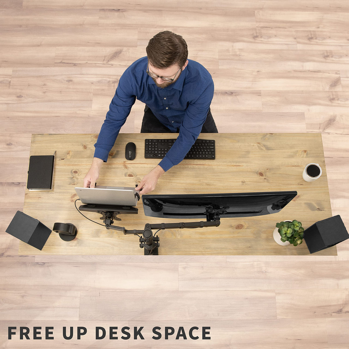 VIVO Black Universal Pole Mounted Laptop Holder, MOUNT-PL1A-LAP3