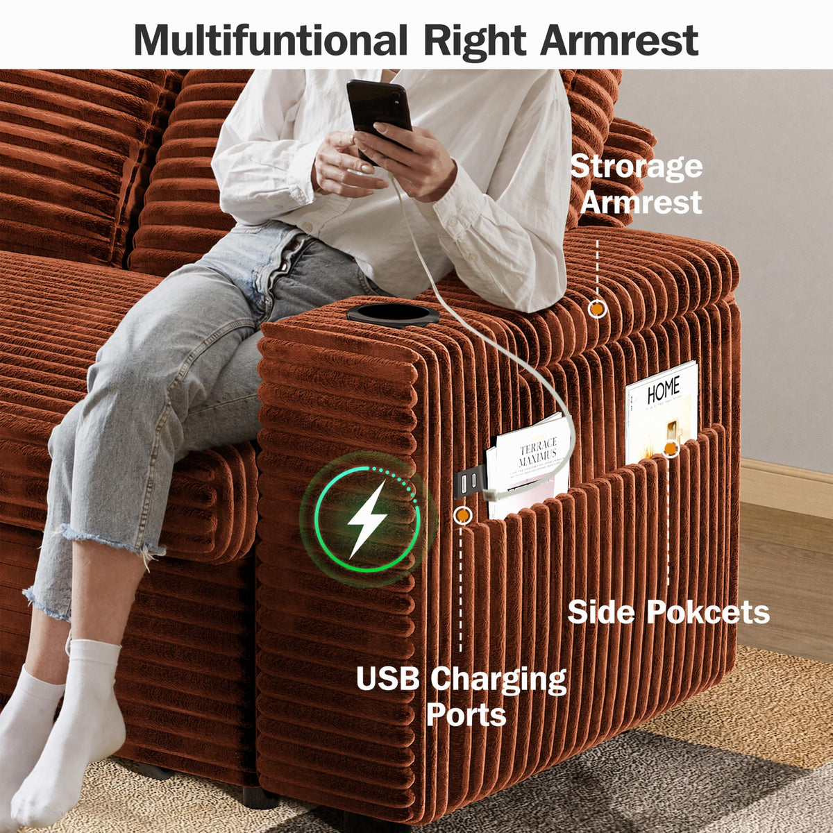 Corduroy Loveseat Sleeper Sofa