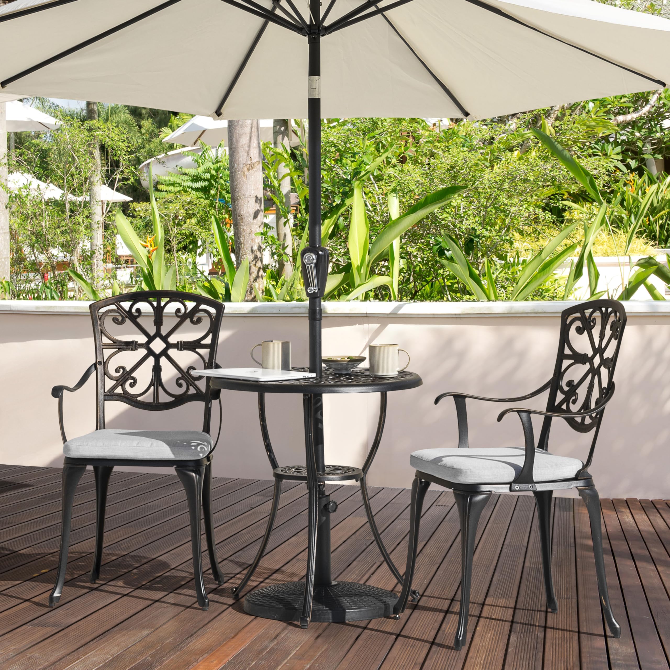 3-Piece Cast Aluminum Patio Bistro Set