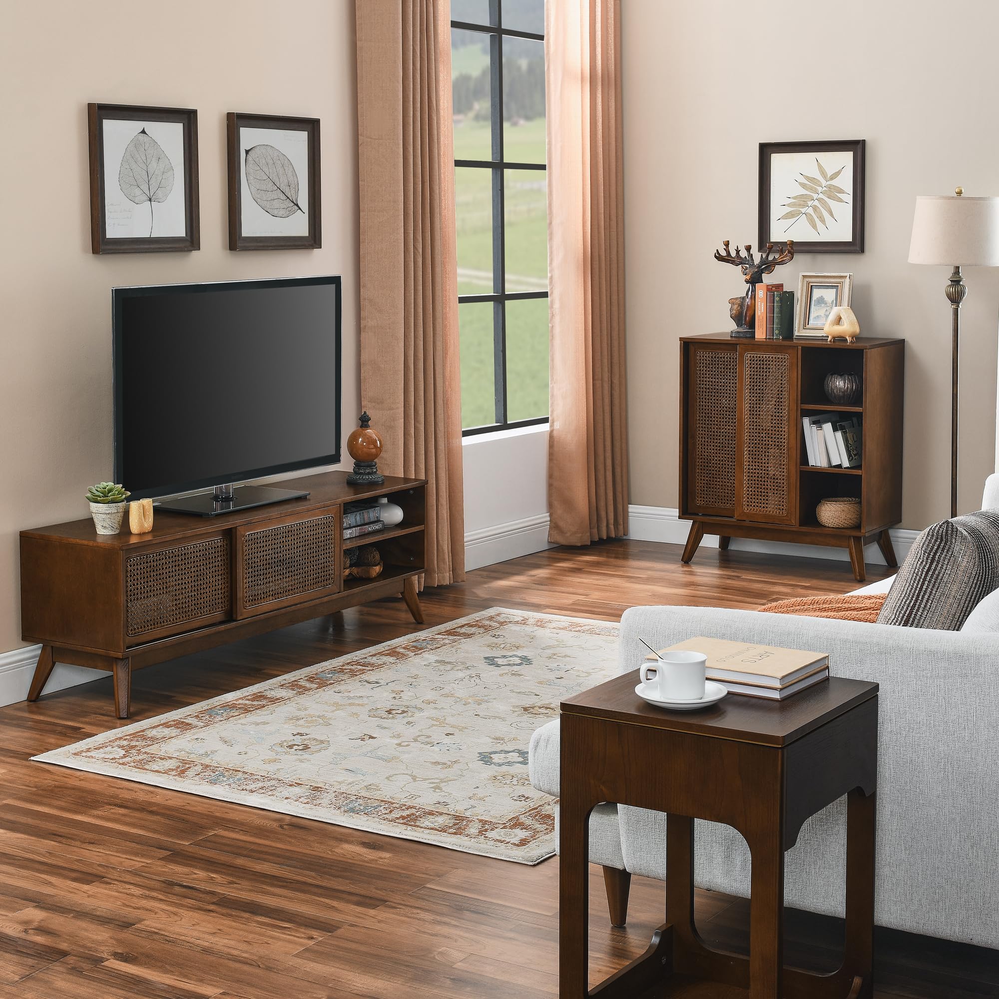 Rattan Sliding Door Sideboard Buffet Cabinet