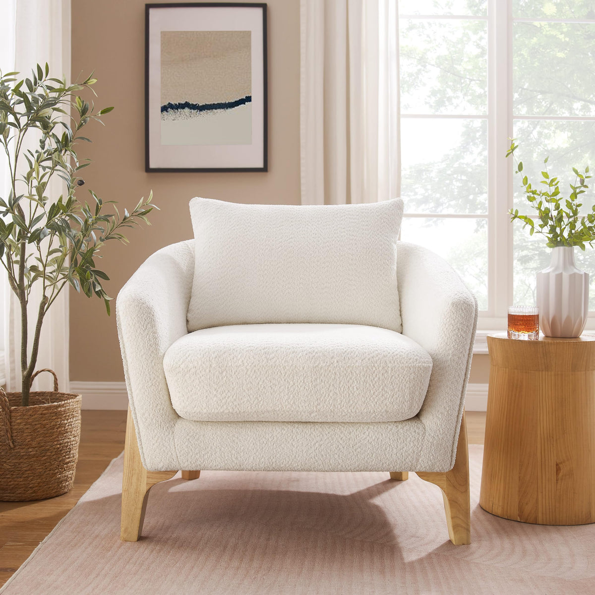 White Fleece Accent Chair