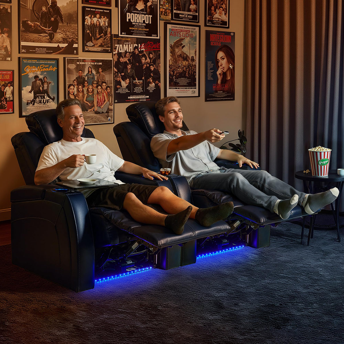 Leather Power Recliner with Headrest