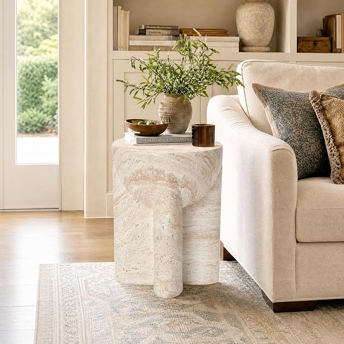 Marble-Look Indoor Outdoor Side Table